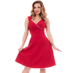 Diva Swing Dress Red Rockabilly Retro Pin Up